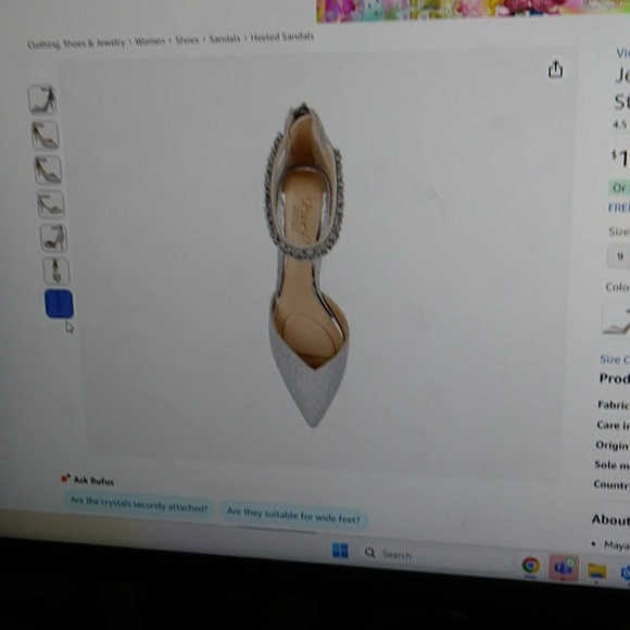 NWT Jewel Badgley Mischka Maya Crystal strap two-piece pump